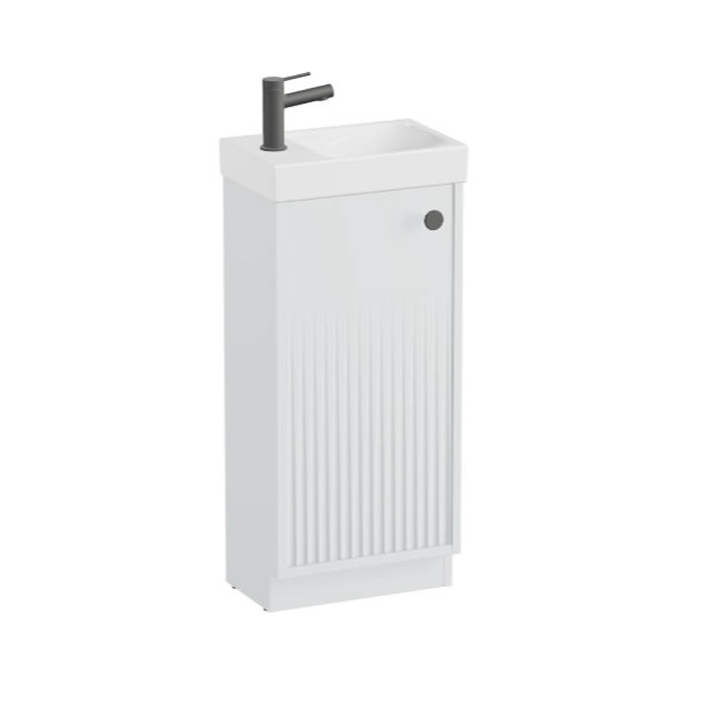 Vado Safari Fluted 400mm Arctic White Floor Mounted Cloakroom Vanity Unit & Basin - LH